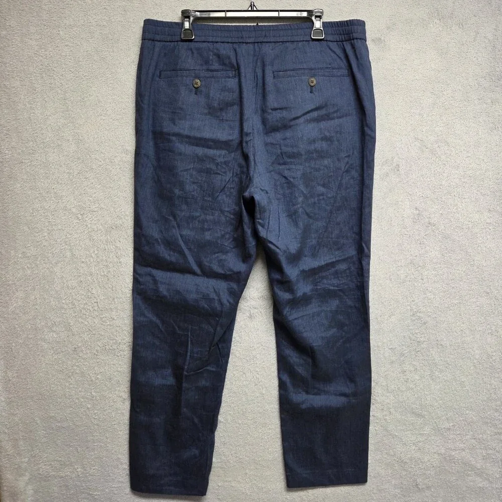 Ted Baker Pants Mens 38 Regular Yucctro Linen Blend Drawstring Slim Fit Trouser